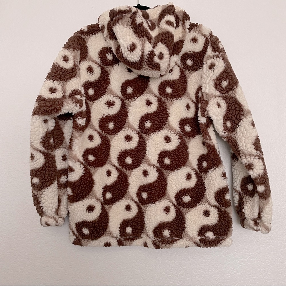 PacSun Royal Printed Sherpa Hoodie Yin Yang Print Small - Picture 6 of 11